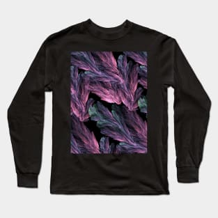 Magical leaf pattern, Halloween, aesthetic, autumn, black background pattern Long Sleeve T-Shirt